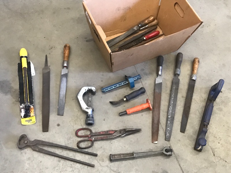 lot 45 image: Box Of Assorted Files, Hand Tools, ...