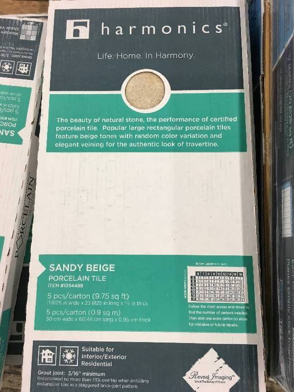 HARMONICS SANDY BEIGE 1 X 2 PORCELAIN TILE, RETAIL $12.99