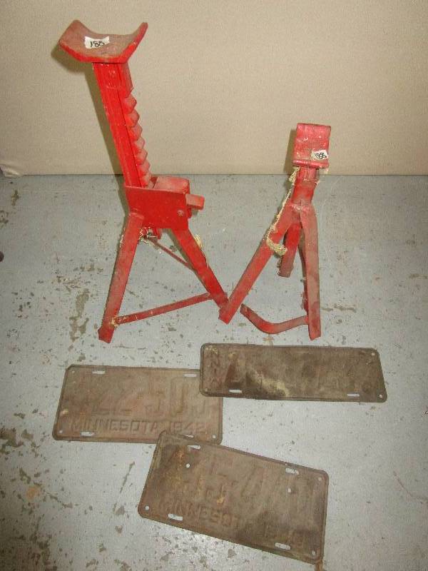 2 jacks and 3 old metal plates