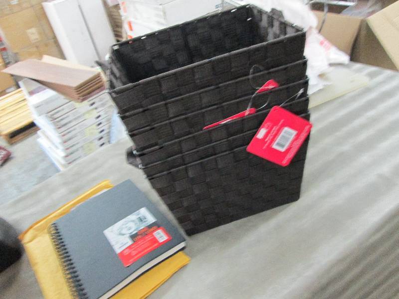 Lot of 6 Brown Woven Baskets with W...
