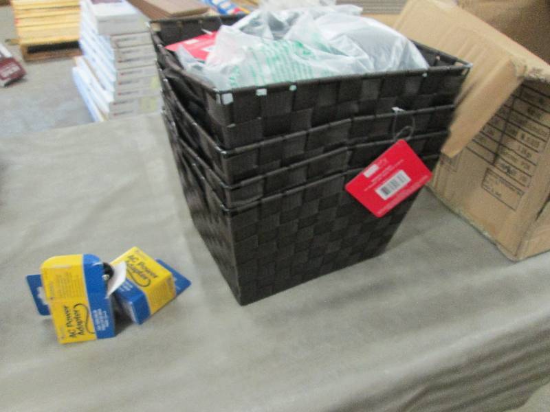 Lot of 4 Brown Woven Baskets with W...