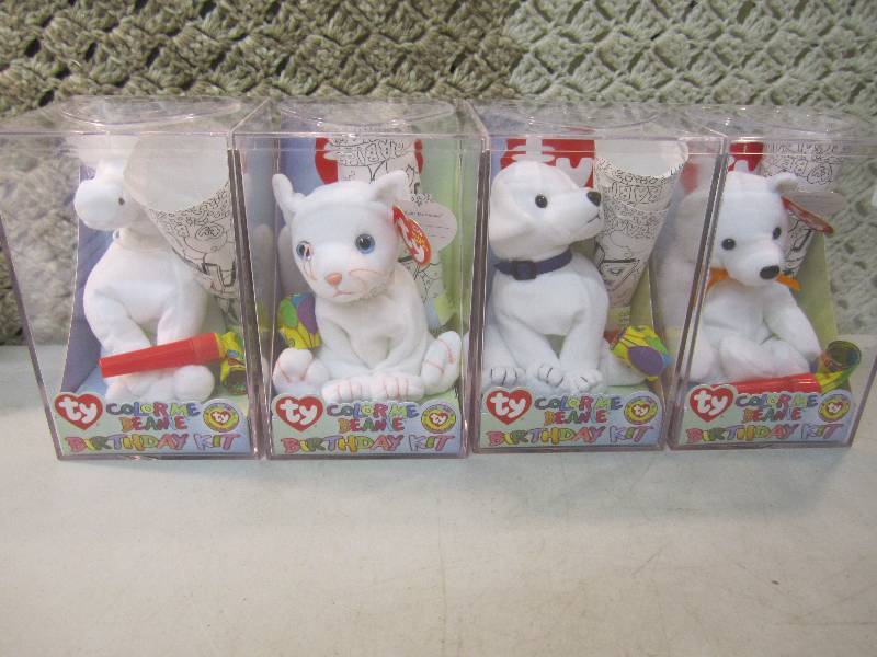 lot 114 image: Lot of 4 TY Color Me Beanie Birthda...