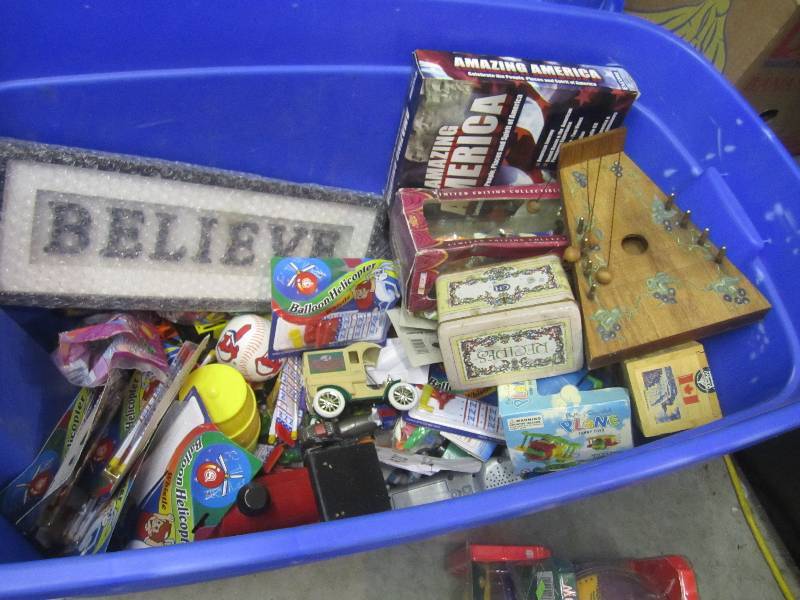 lot 116 image: Large Tote with Misc Toys Collectab...