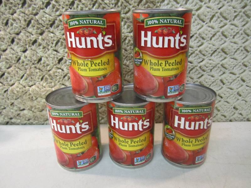 lot 126 image: 5 Cans of Whole Peeled Plum Tomatoe...