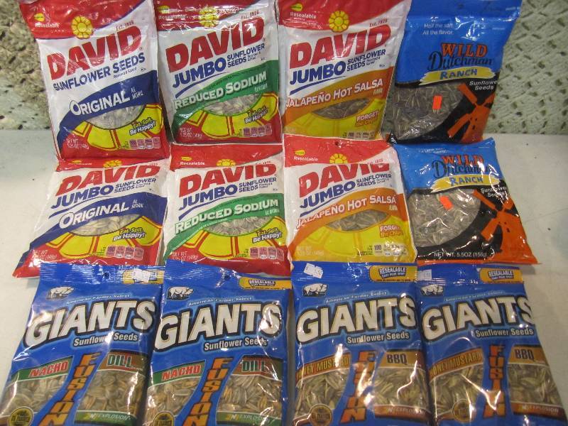 lot 140 image: 12 Bags of Various Flavored Sunflow...