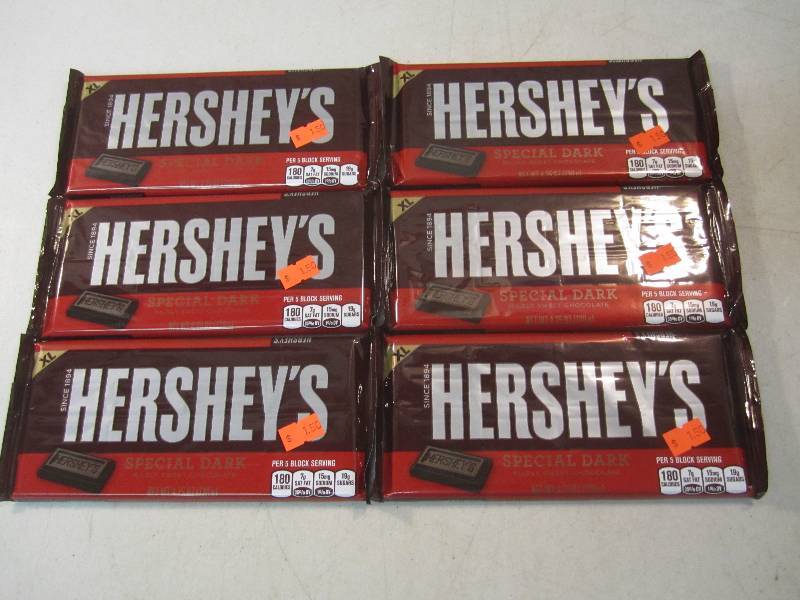 lot 143 image: 6 XL Hersheys Special Dark Chocolat...