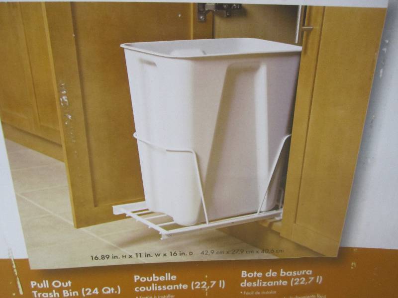 lot 179 image: Closetmaid White Pull Out Trash Bin...