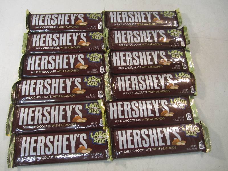 lot 276 image: 12 Hersheys Chocolate with Almonds ...
