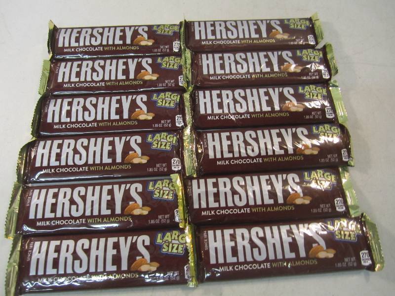 lot 277 image: 12 Hersheys Chocolate with Almonds ...