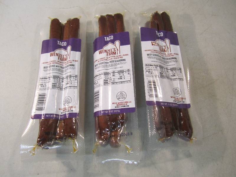 lot 295 image: 3 Packs of Wenzels Farm Beef Sticks...