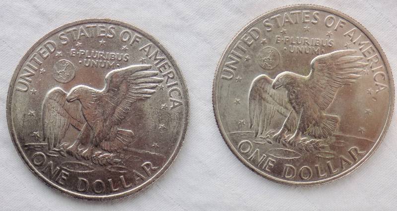 lot 5 image: (2) Eisenhower Dollar Coins