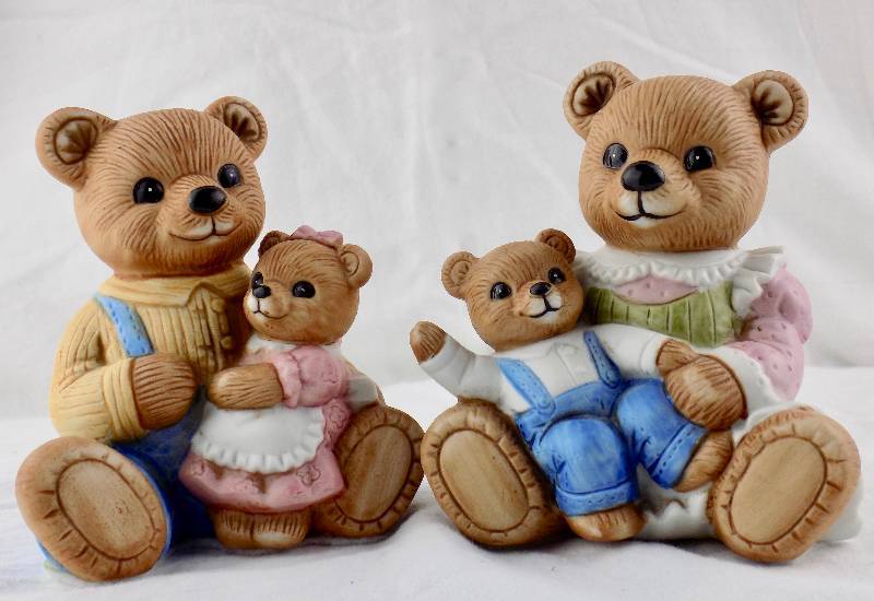 1980 Vintage Collection of (9) Very Cute Homco Ceramic Bear