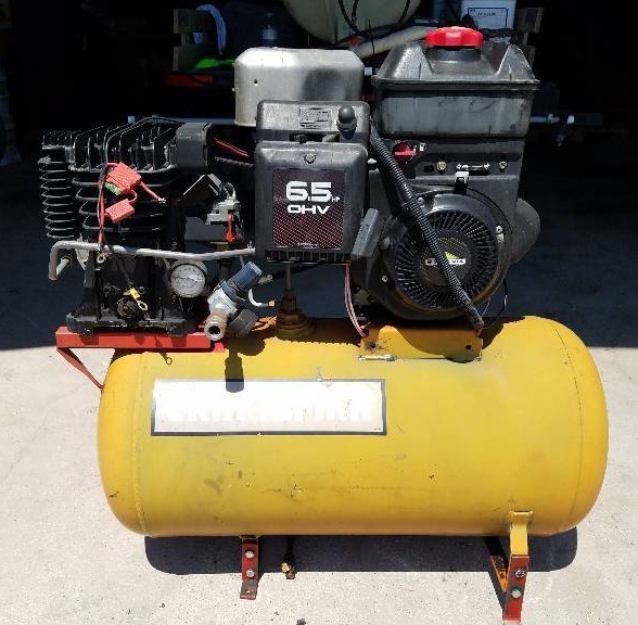 lot 10 image: CRAFTSMAN Air Tank with 6.5 Brigs & Stratton Gas Motor & Electric Starter