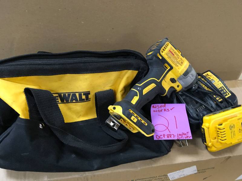 lot 21 image: DEWALT 20-Volt MAX XR Lithium-Ion Cordless Brushless 14 in. 3-Speed Impact Driver with (2) Batteries 2Ah, Charger and bag Used in good working cond.