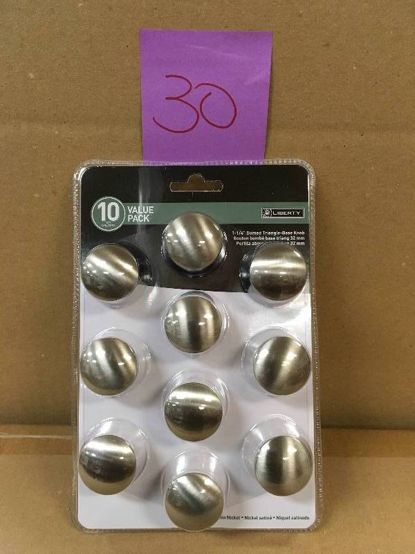 lot 30 image: Liberty 1-14 in. Satin Nickel Triangle Base Cabinet Knob (10-Pack)