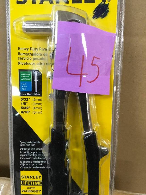 lot 45 image: Stanley Rivet Tool Heavy Duty(MR55C5) not used