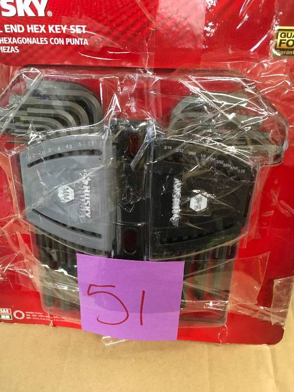 lot 51 image: Husky SAEMetric Ball End Hex Key Set (26-Piece