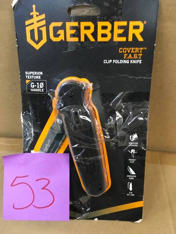 lot 53 image: Gerber  Combat Folding Knife, Serrated Edge not used