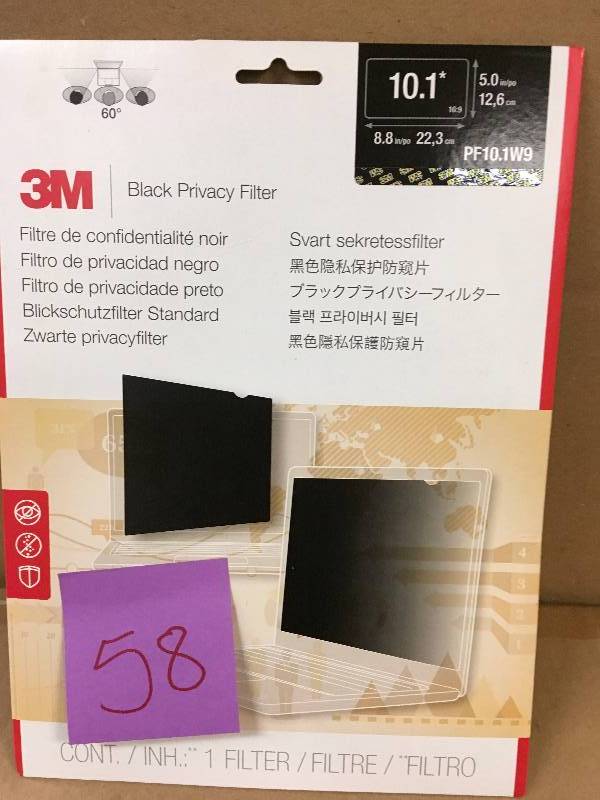 lot 58 image: 3M PF10.1W Notebook  Black Privacy Filter New