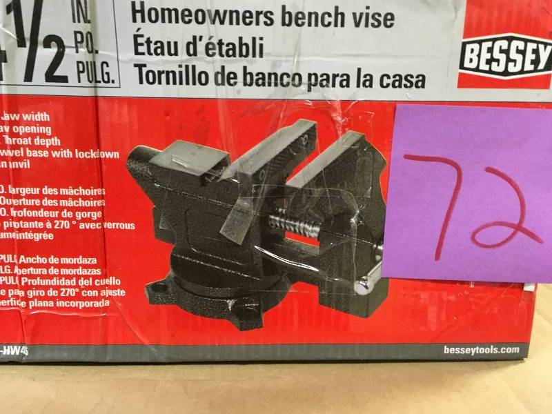lot 72 image: BESSEY 4-12 in. Light Duty Bench Vise with Swivel Base in good conditions
