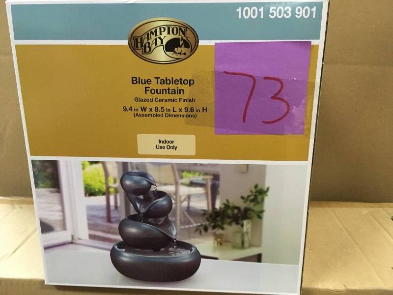 lot 73 image: Hampton Bay Cascading Tabletop Indoor Water Fountain Hand Painted Finish New