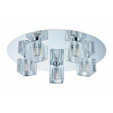 lot 87 image: Hampton Bay Olivet 16 in 5-Light Chrome Flushmount with Cube Glass Shades