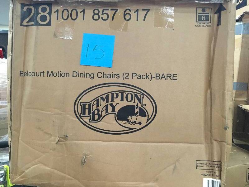 Hampton Bay Belcourt Motion  Dining Chairs ( 2 Pack) BARE open box  open box