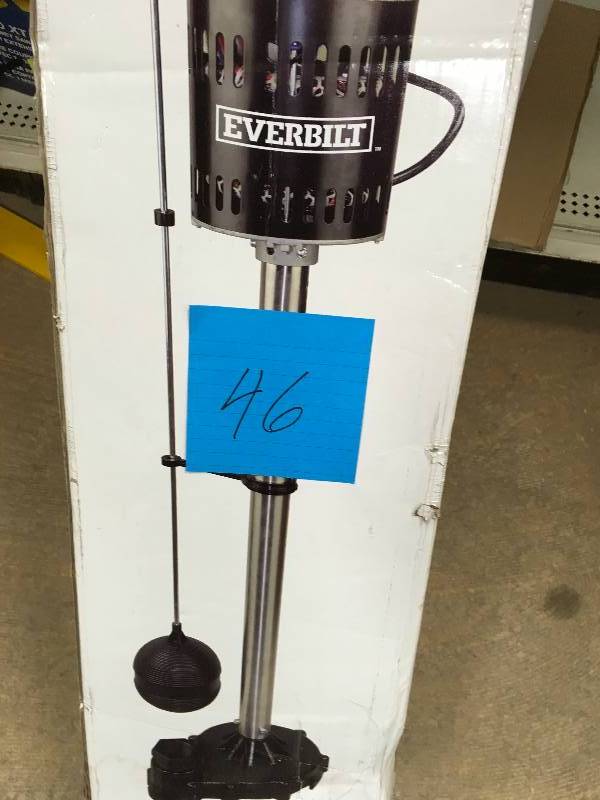 EVERBILT 12 HP Pedestal Sump Pump In very good working condition