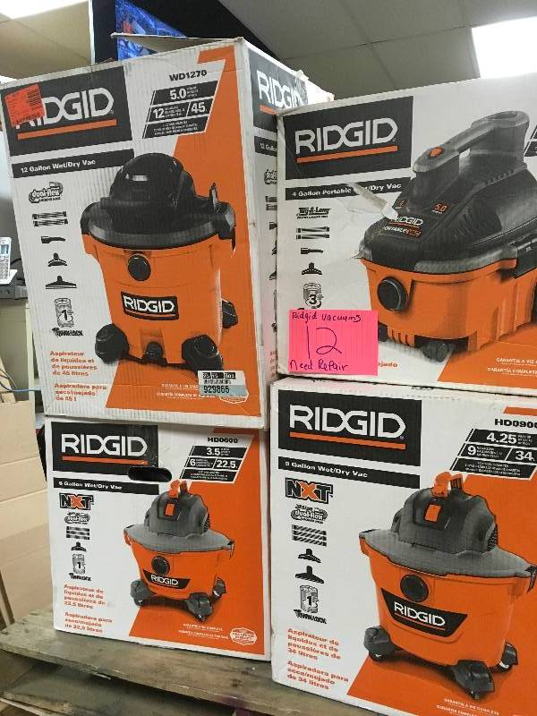 Lot of 4 Ridgid Vacums for Parts or Repair