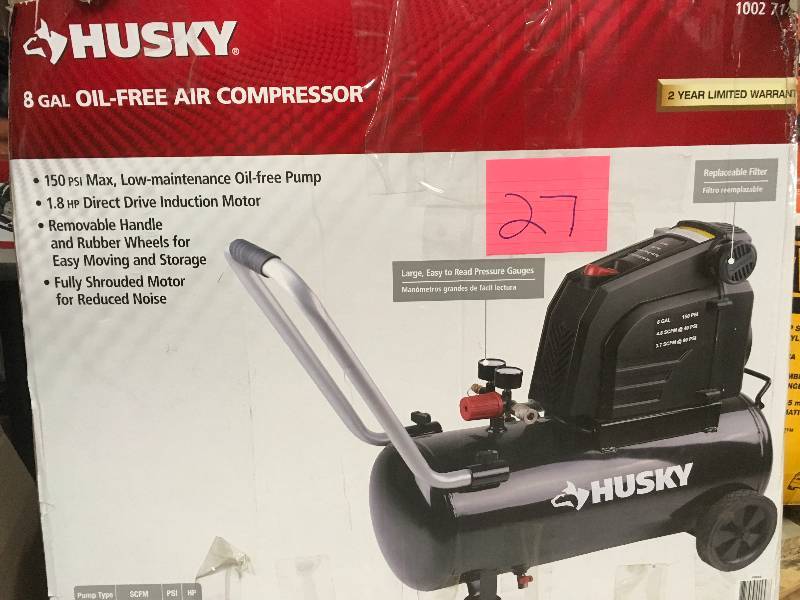 Husky 8G 150 PSI Hotdog Air Compressor in working condition