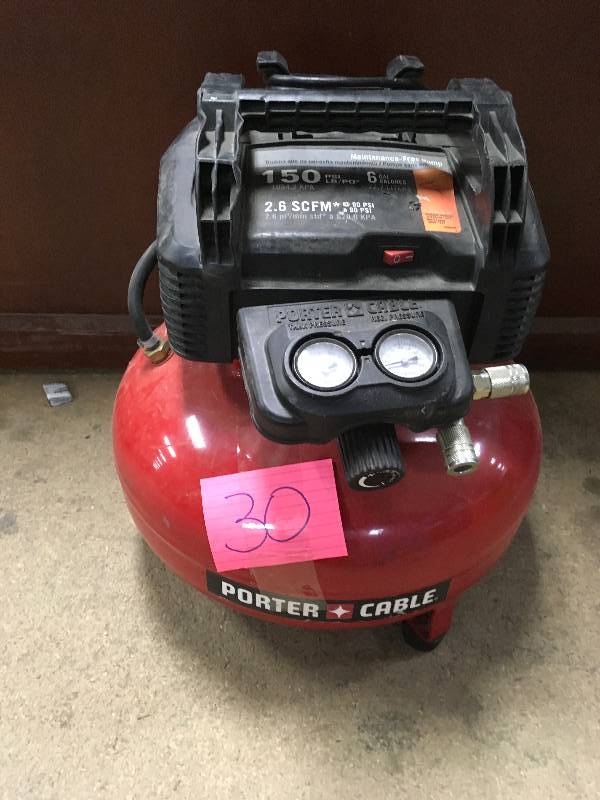 Porter Cable 6 Gal. 150 PSI Portable Electric Air Compressor in working condition