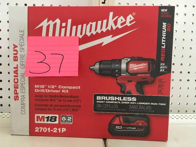 Milwaukee M18 18-Volt Lithium-Ion Brushless Cordless 12 in. Compact DrillDriver Kit W (1) 2.0Ah Battery, Charger & Tool Bag new