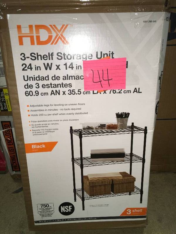 HDX 30 in. H x 23.25 in. W x 13.375 in. D 3 Shelf Steel Shelving Unit in Black in good conditions