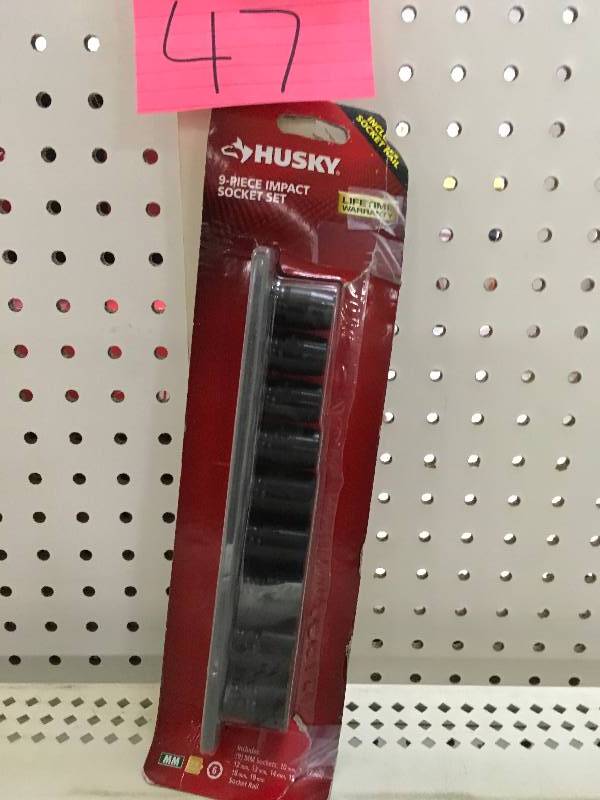 Husky 38 in. Drive Standard Metric Impact Socket Set (9-Piece)