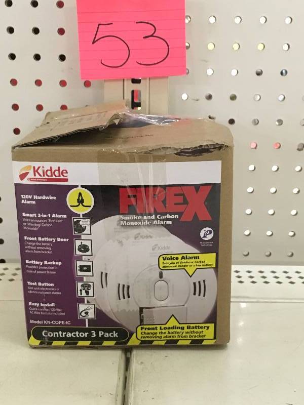 Kidde FireX Hardwired 120-Volt Inter-Connectable Photoelectric Combination Smoke and CO Alarm with Voice (3-Pack) in good conditions