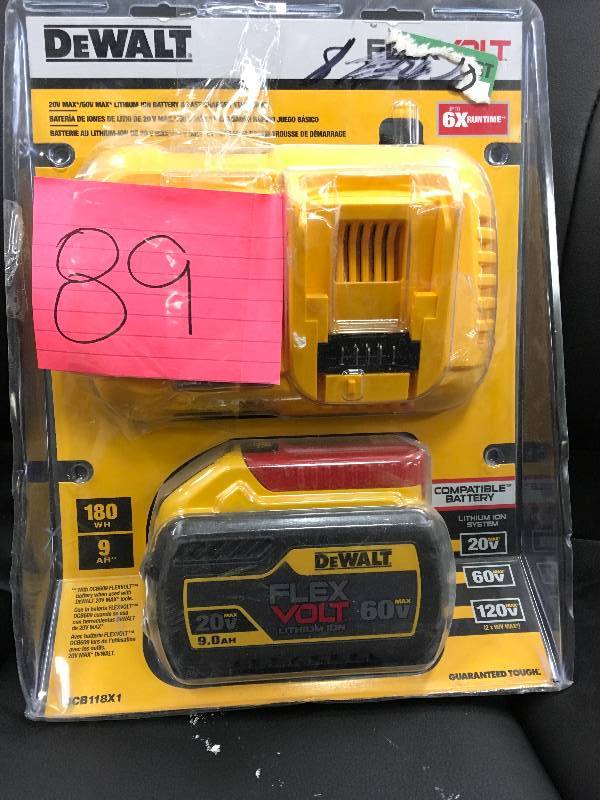 Dewalt FLEXVOLT 20-Volt60-Volt MAX Lithium-Ion Battery Pack 9.0Ah with Fan Cooled Fast Charger not used