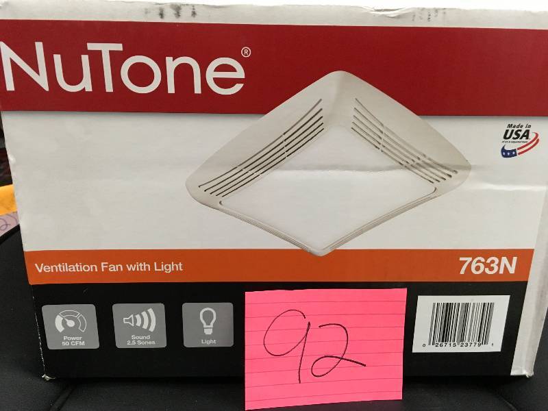 Nutone 50 CFM Ceiling Exhaust Bath Fan with Light in good conditions