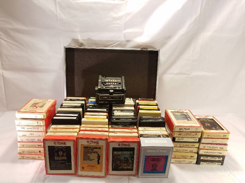 8-TRACK CASE, TAPES, & CAR STEREO