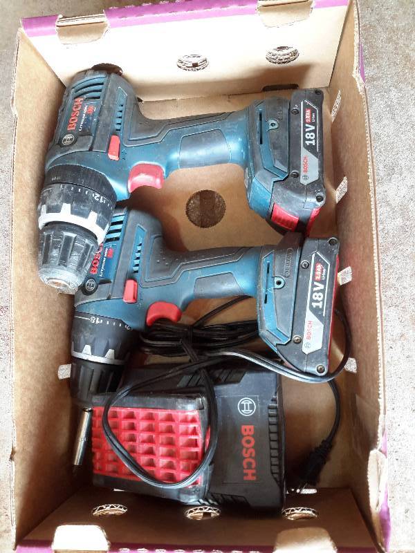 lot 69 image: 1 Bosch Cordless DrillDriver, 1 Bosch Compact Hammer Drill