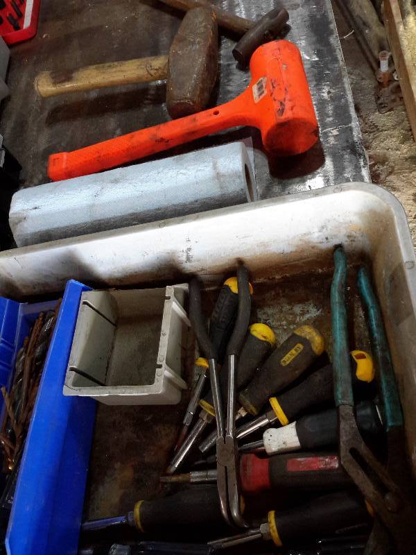 lot 121 image: Lot of Screwdrivers, Crescent Wrenches, Hammers, Drill Bits