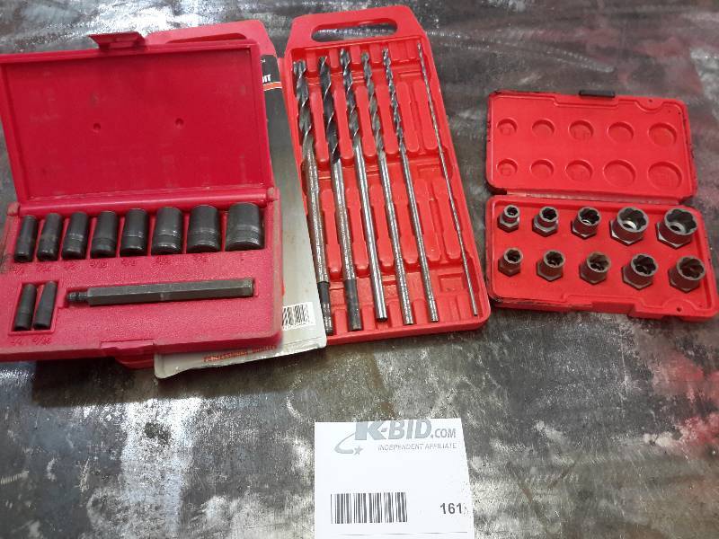 lot 161 image: 1 Set of Long Drill Bits, 1 Set of Socket Wrenches, 1 Set of (Coring Bits)