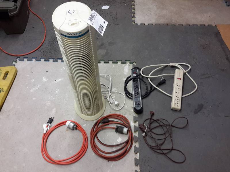 lot 148 image: Thera Pure Tower Fan and Extension Cords