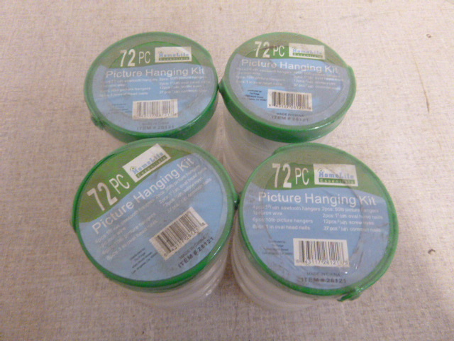lot 56 image: 4 NEW 72 Piece Picture Hanging Kits