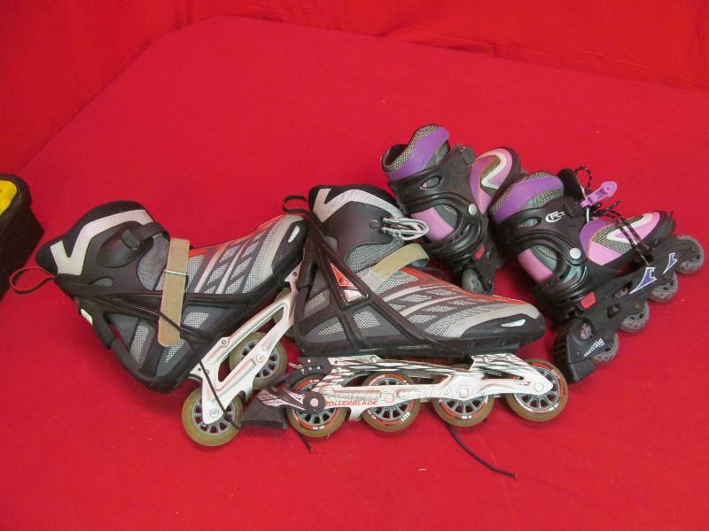 lot 101 image: 2 Pairs of Rollarblades, Adjustable size 1-4 Size 12