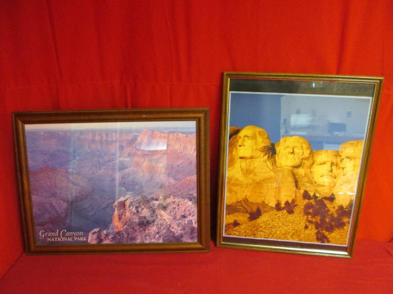 lot 65 image: Grand Canyon, Mount Rushmore Framed Pictures