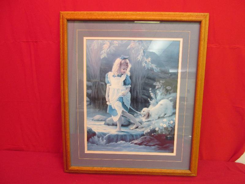 lot 77 image: Small Girl wPuppy Picture 25x29