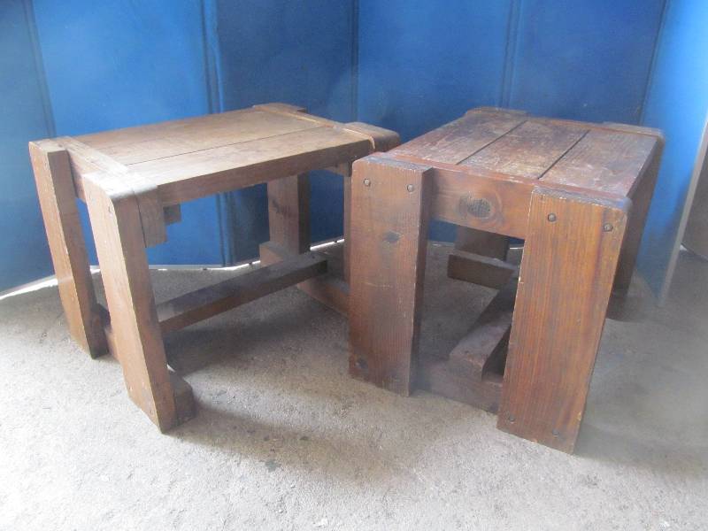 lot 115 image: 2 Primitive End Tables