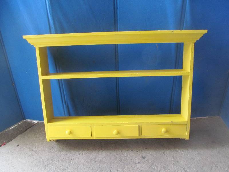 lot 124 image: 2 Tiered Shelf with 3 Doors 42x6x31