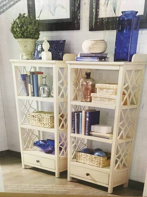 lot 152 image: ETAGERE BOOKCASE WHITE, RETAIL $149.99