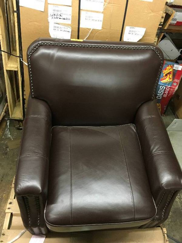 lot 176 image: Hallandale Leather Chair Brown, Retail $899.99